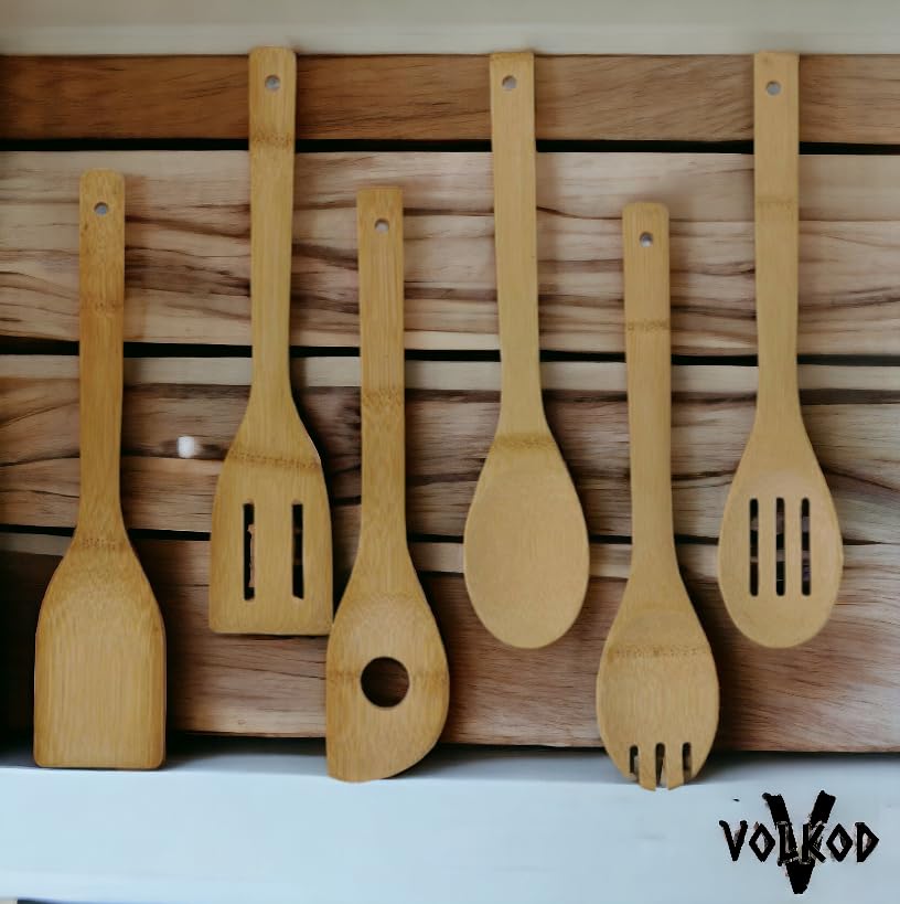 Wooden kitchen cooking utensils,Eco-Friendly Bamboo, 7 PCS