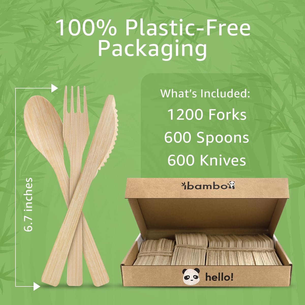 100% Bamboo Cutlery Set