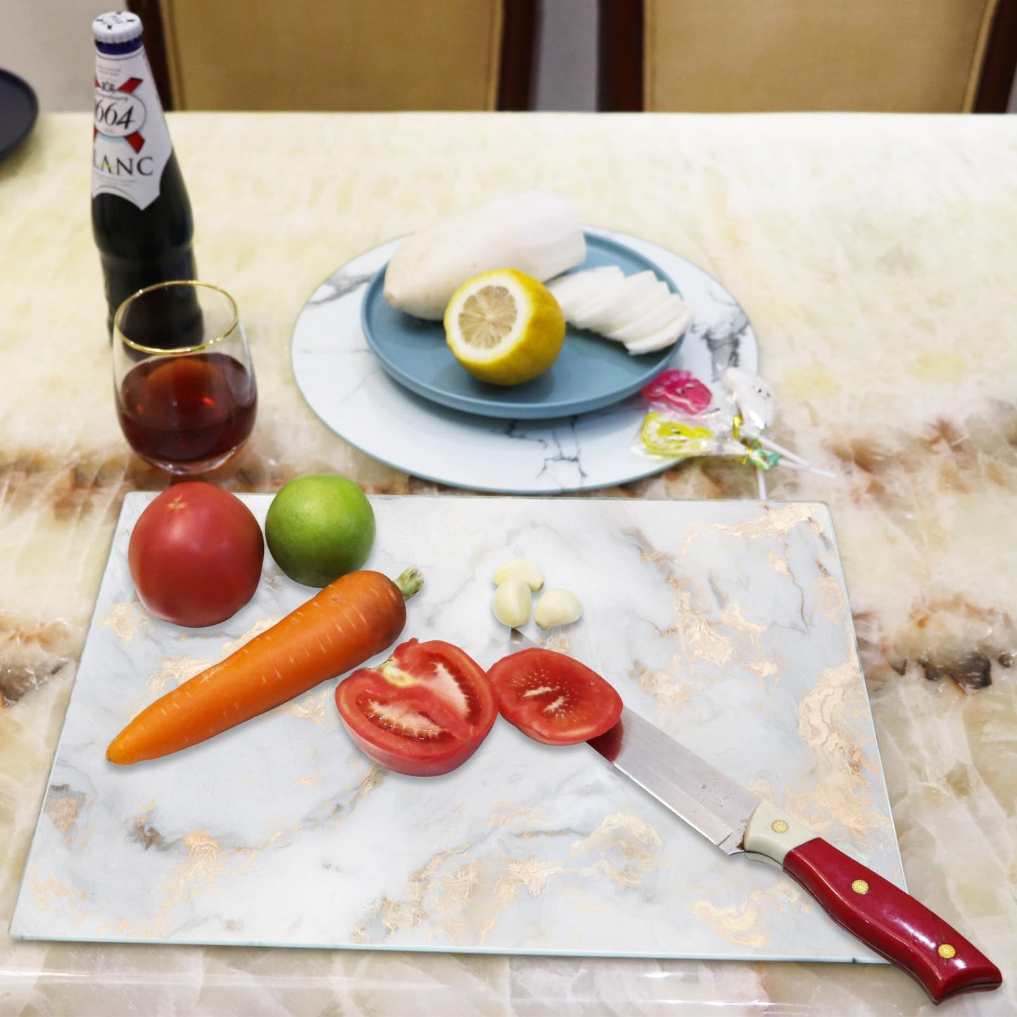 JAMBALAY Tempered Glass Cutting Board