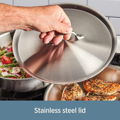 All-Clad D3 3-Ply Stainless Steel Fry Pan With Lid