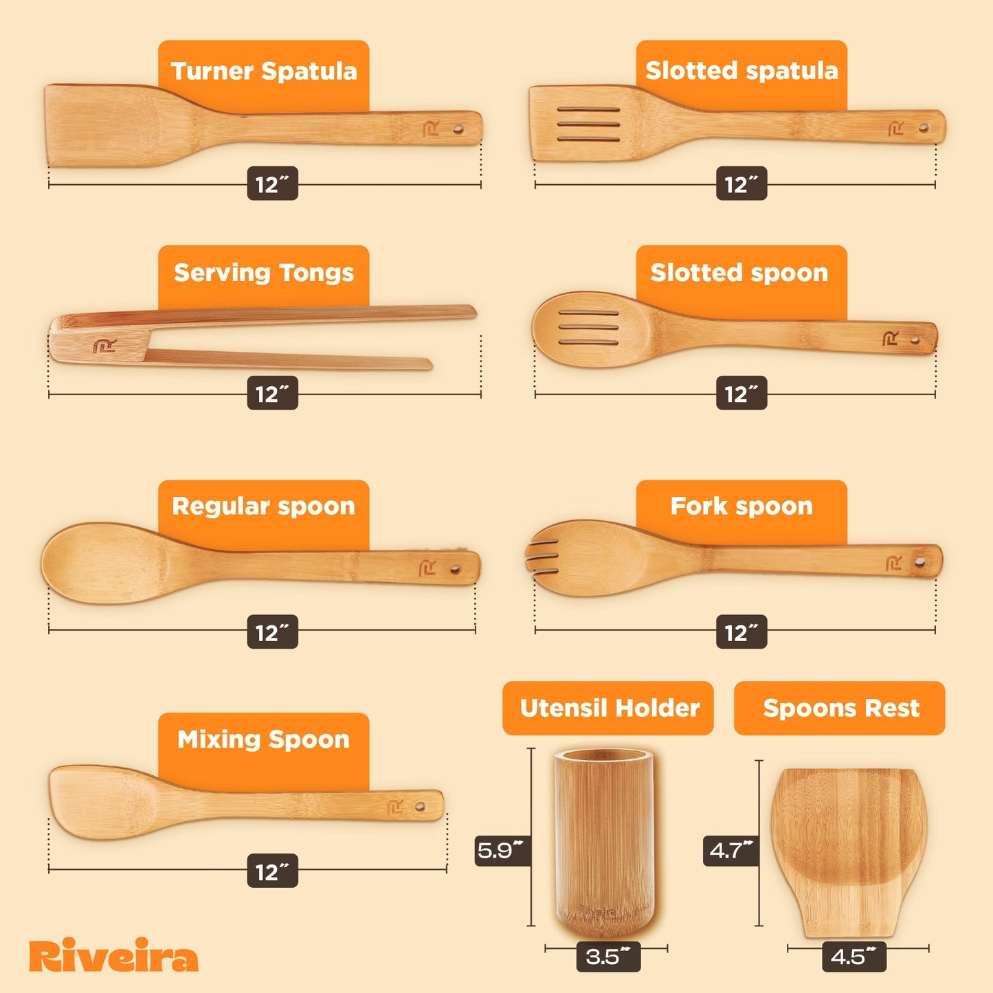 Riveira Bamboo Wooden Spoons