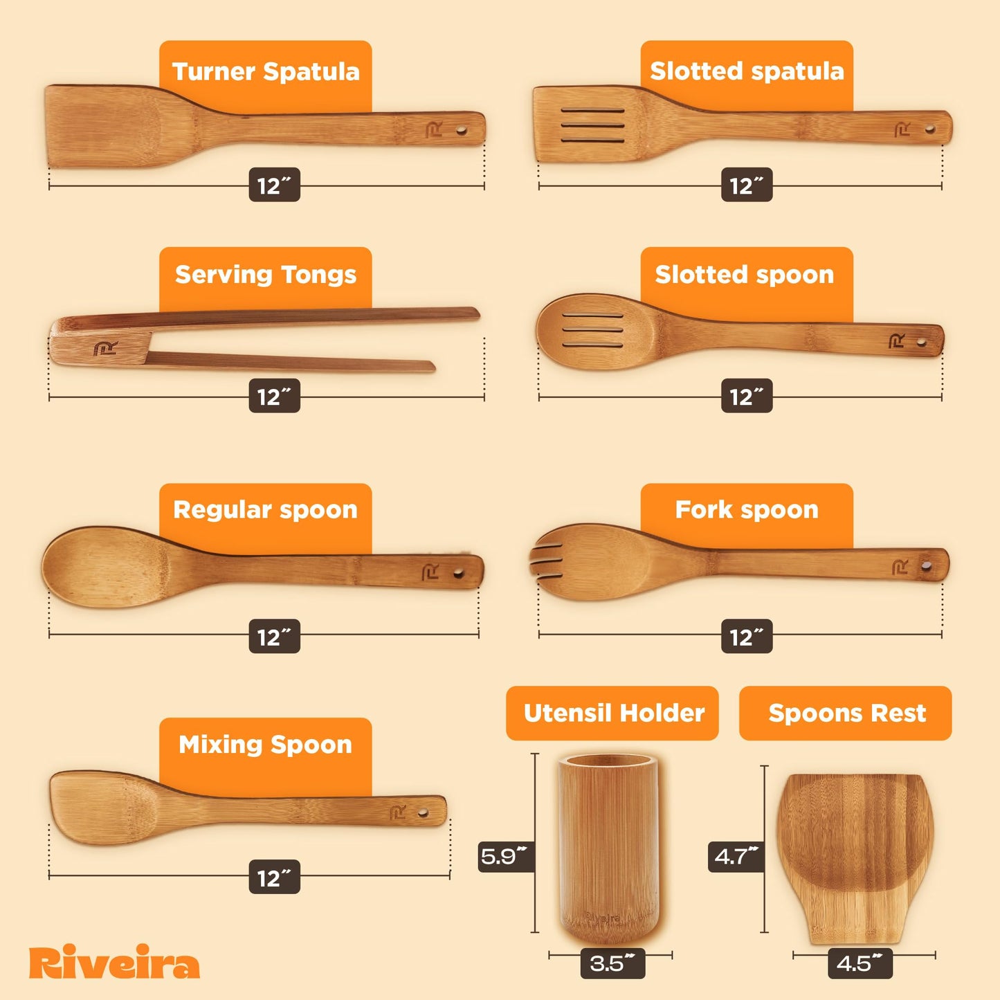 Riveira Bamboo Wooden Spoons