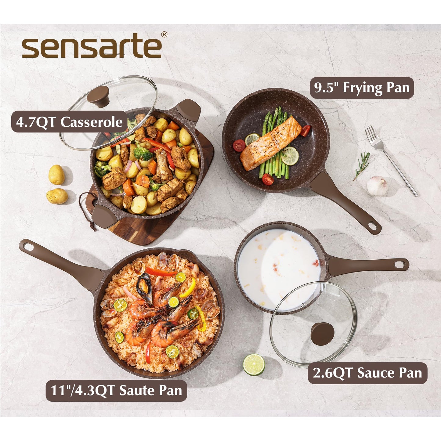 SENSARTE Nonstick Ceramic Cookware Set