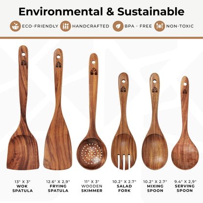 Natural Teak Wood Spoons for Cooking