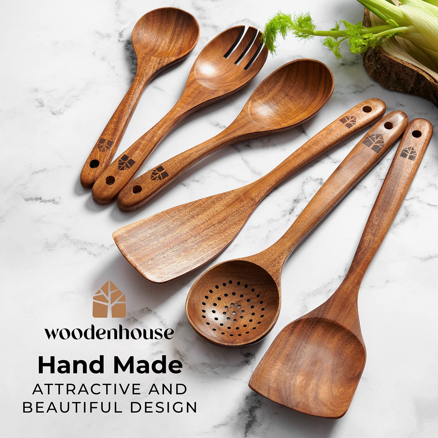 Natural Teak Wood Spoons for Cooking