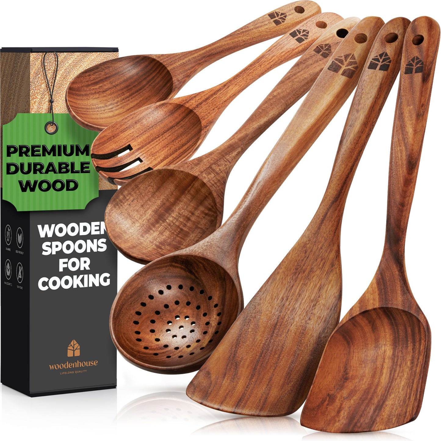 Natural Teak Wood Spoons for Cooking