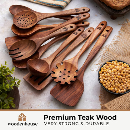 Natural Teak Wood Spoons for Cooking