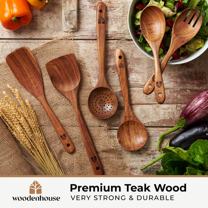 Natural Teak Wood Spoons for Cooking